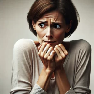 a woman with short hair wearing a white shirt