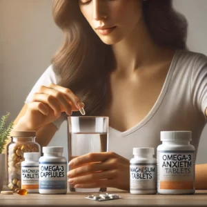 a woman taking a pill